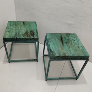 Brass Green Leg Table Tamarind Wood 0106014