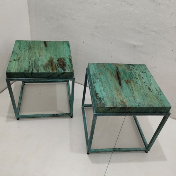 Brass Green Leg Table Tamarind Wood 0106014