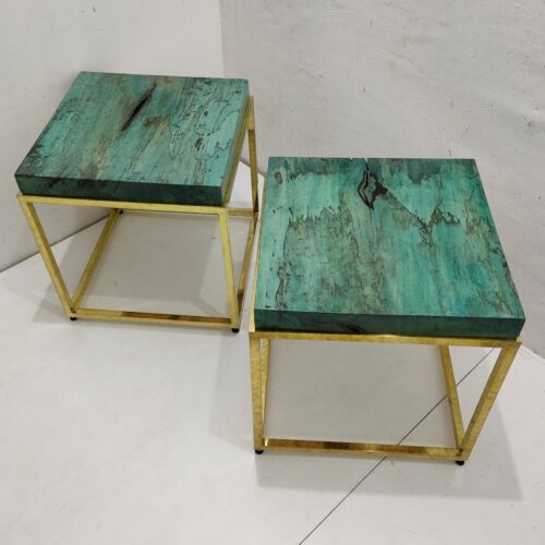 Light Brass Leg Table Tamarind Wood 0106015