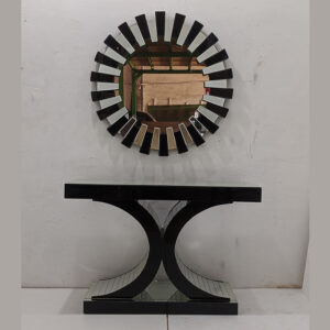 Black CC Console Table with Black Sunburn Mirror 0107012