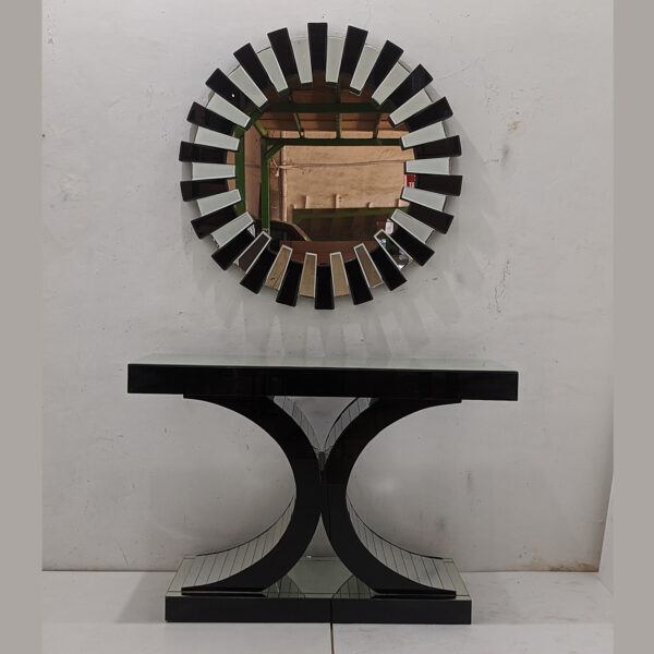 Black CC Console Table with Black Sunburn Mirror 0107012