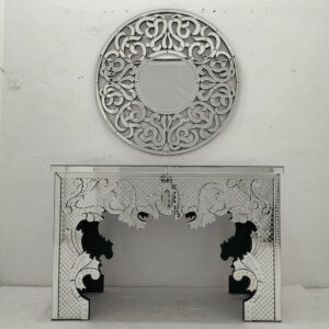 0107022 Set Venetian Console Table and Round Mirror