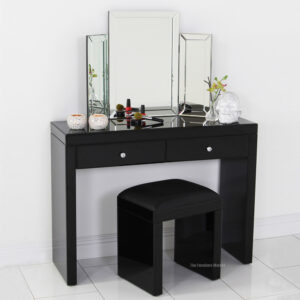 0109004 Mirrored black glass dressing table