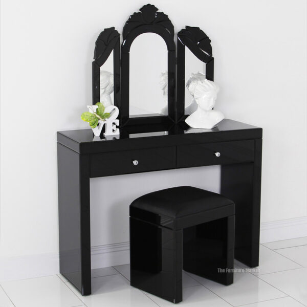 Venetian Black Floral Dressing Table Mirror 0109005