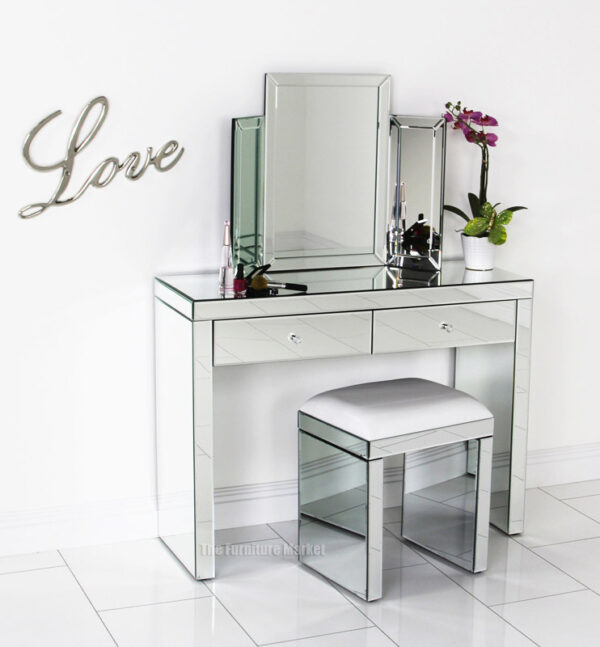 Venetian Mirrored White Stool 0109006