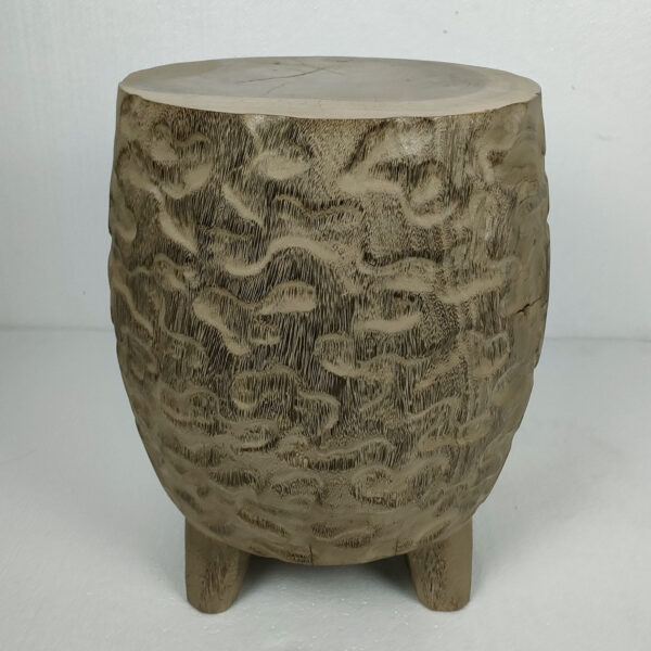 Natural Wood Carved Stool 0110017