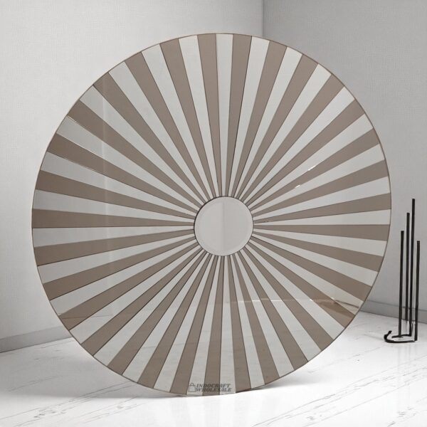 Modern Round Brown Silver Mirror 0304009
